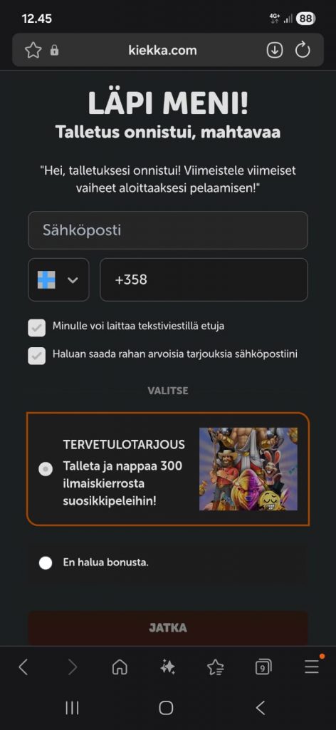 Kiekki Kasino pyytää tietosi